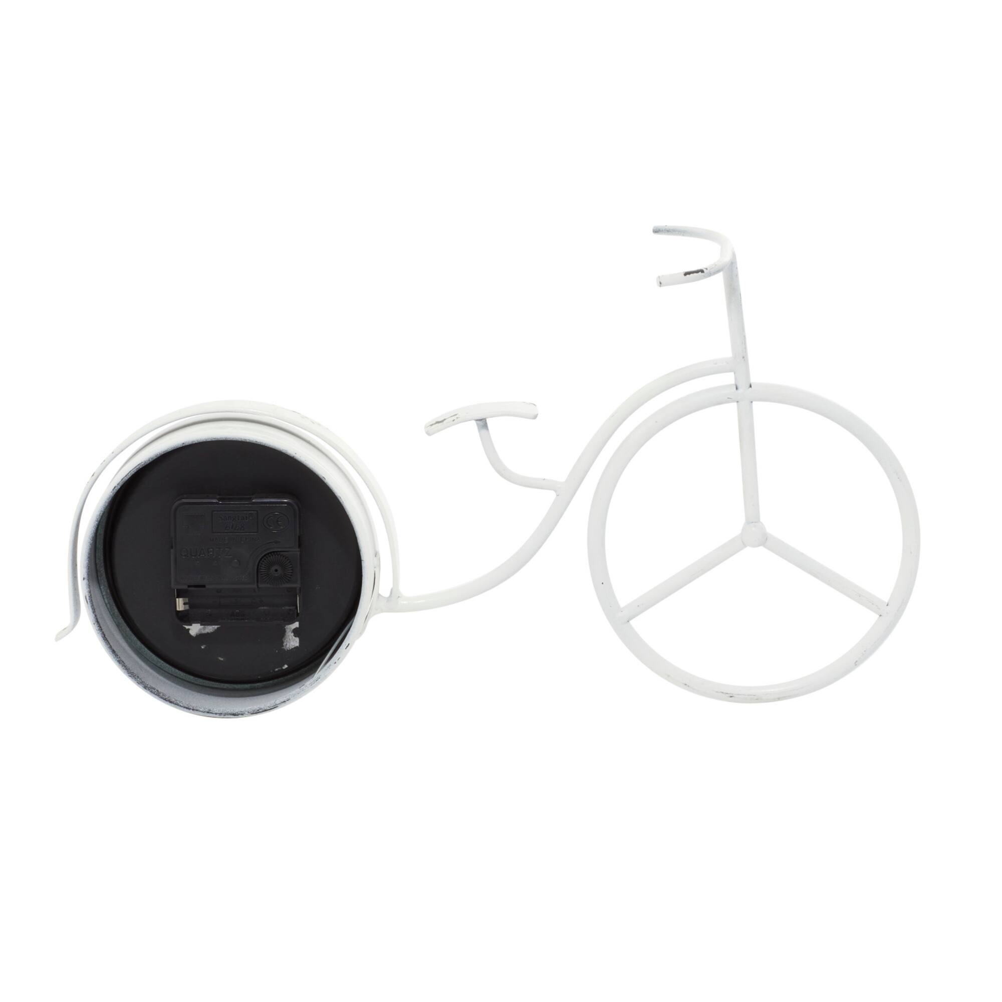 15" White Metal Farmhouse Bicycle Clock